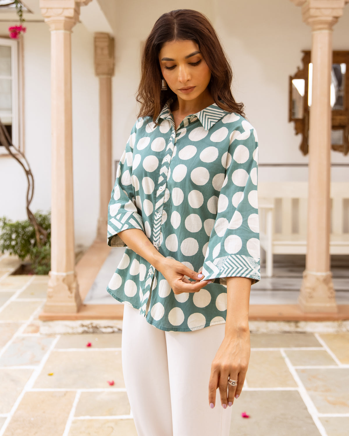 Dusty Teal Green Shirt
