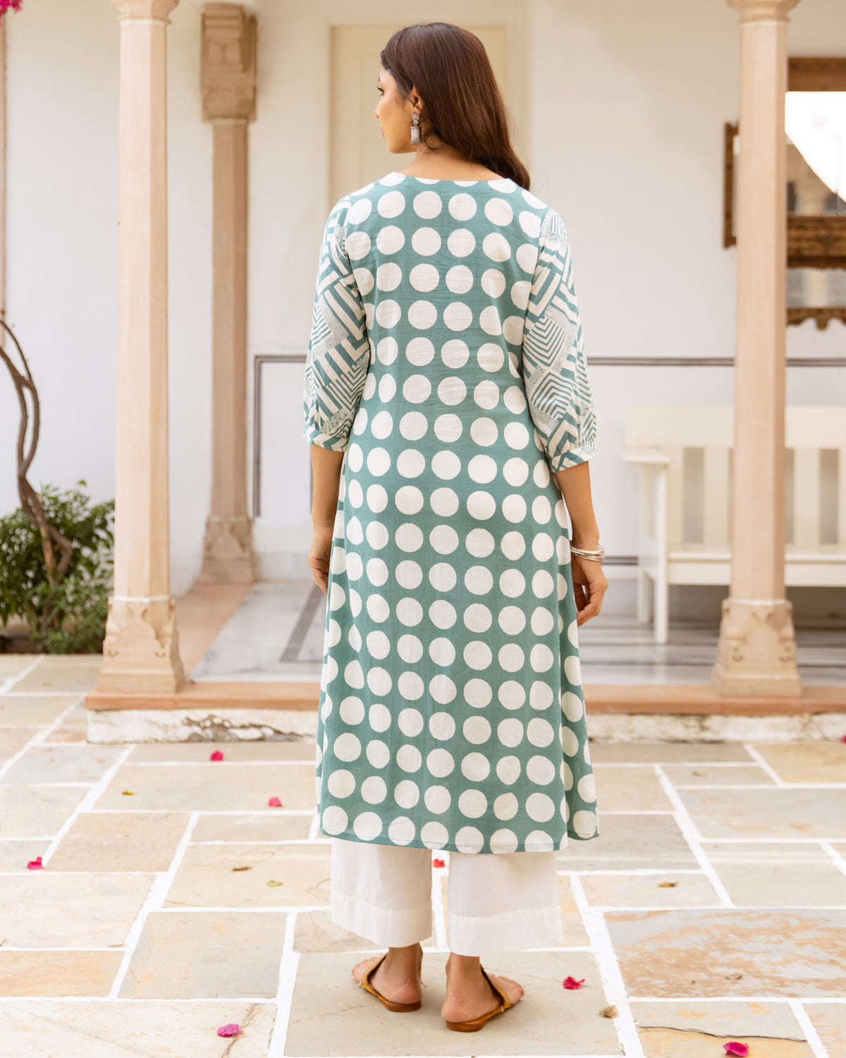 Dusty Teal Green Kurta(Pant not included)