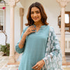 Dusty Aqua Green with White Complete Suit Set