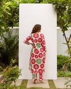 Multicolor Cotton Flax Kurta Pant Set For Women's