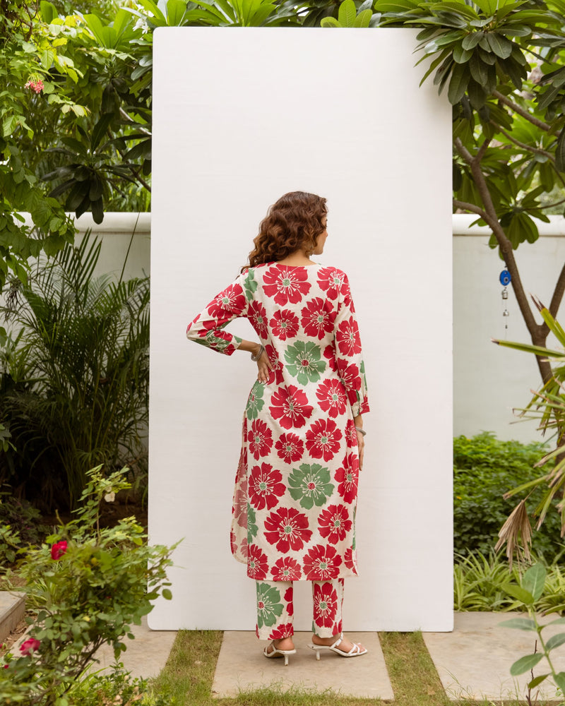 Multicolor Cotton Flex Kurta Pant Set For Women's