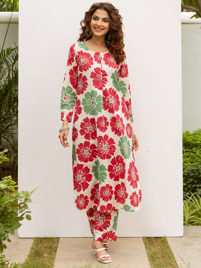 Multicolor Cotton Flex Kurta Pant Set For Women's