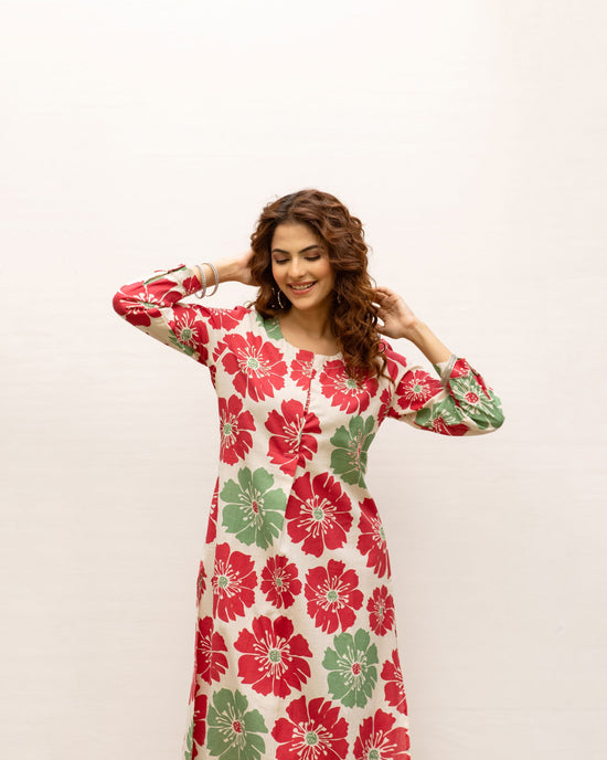 Multicolor Cotton Flex Kurta Pant Set For Women's