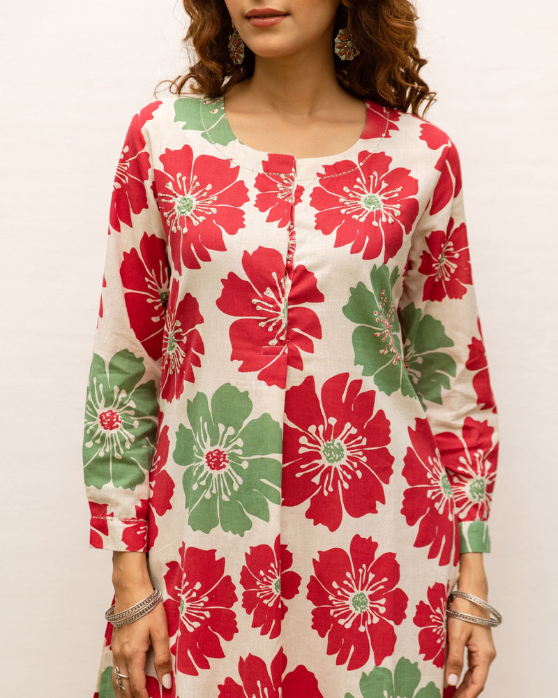 Multicolor Cotton Flex Kurta Pant Set For Women's