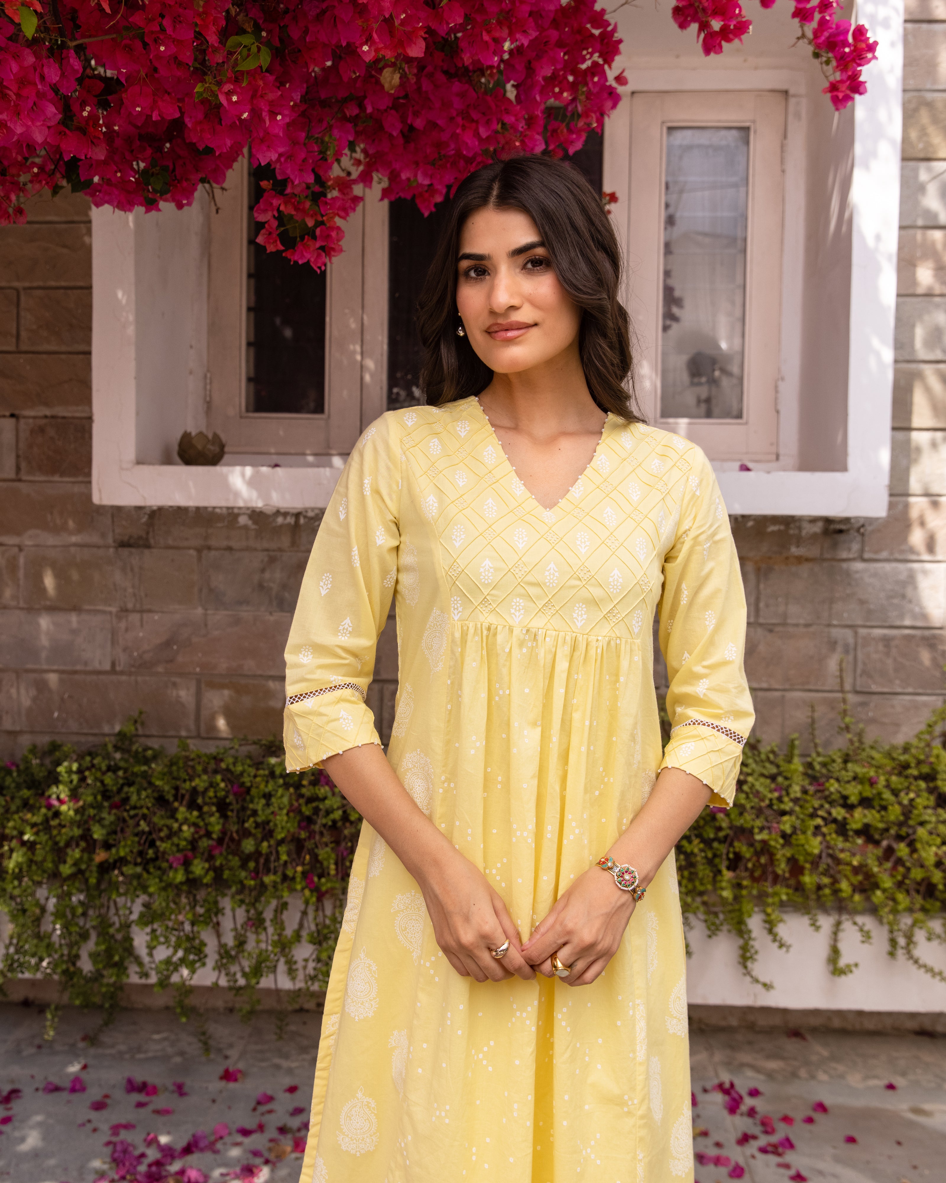 Pastel Yellow Kurta(Pant Not Included)