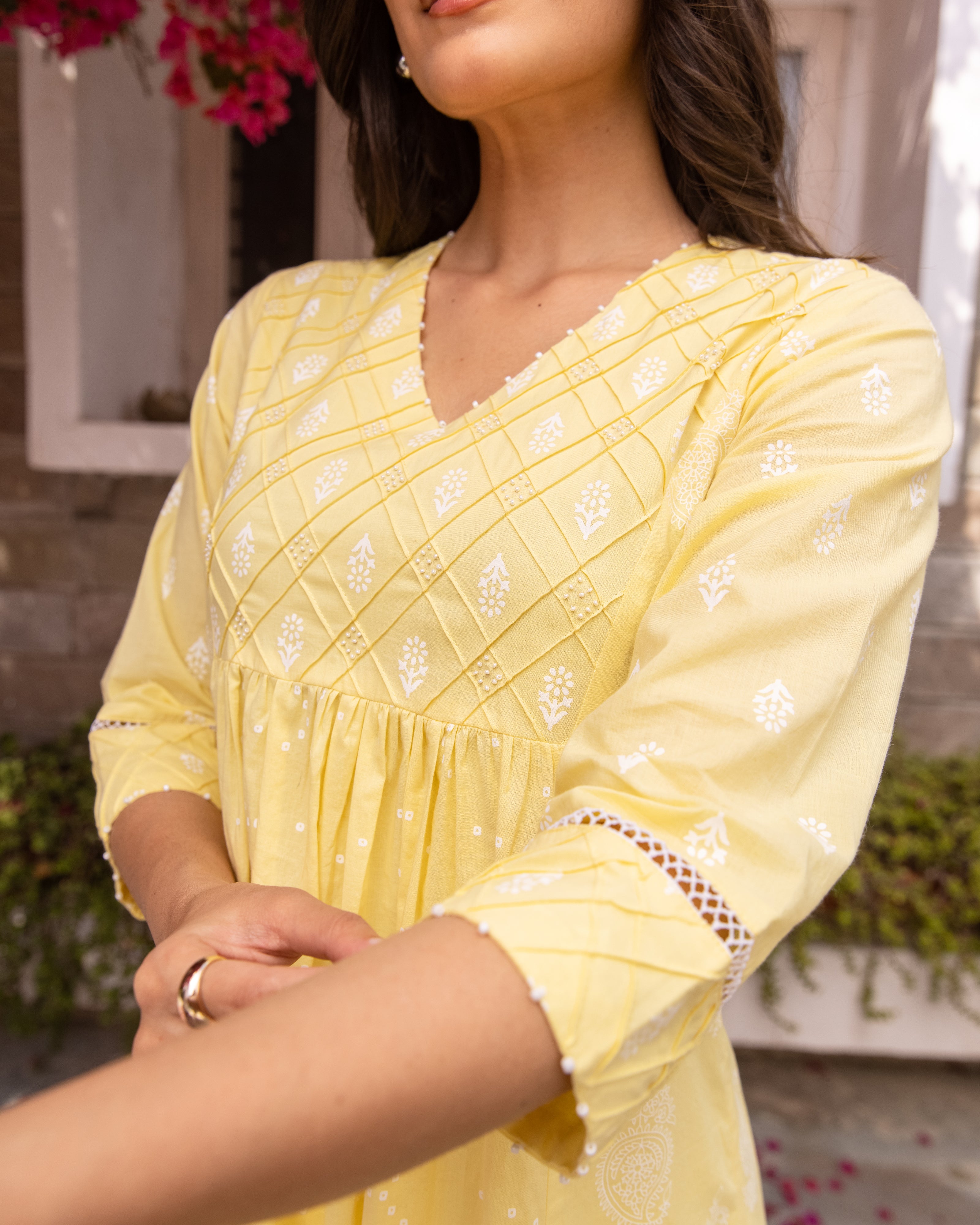 Pastel Yellow Kurta(Pant Not Included)