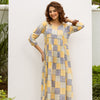 Soft Yellow Cotton Round Neck Dress For Women's