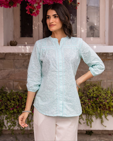 Powder Blue Short Top