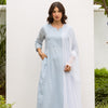 Powder blue Cotton Round neck Kurta for women's