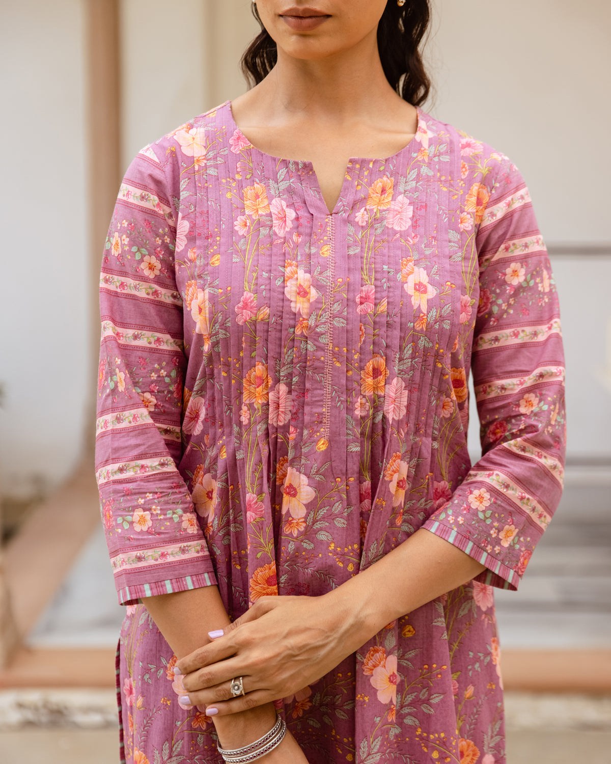 Mauve Purple Cotton Kurta (Pant Not Included)