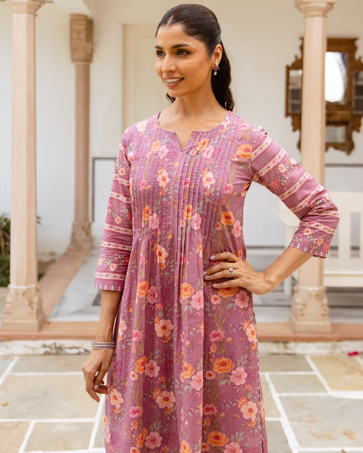 Mauve Purple Cotton Kurta (Pant Not Included)