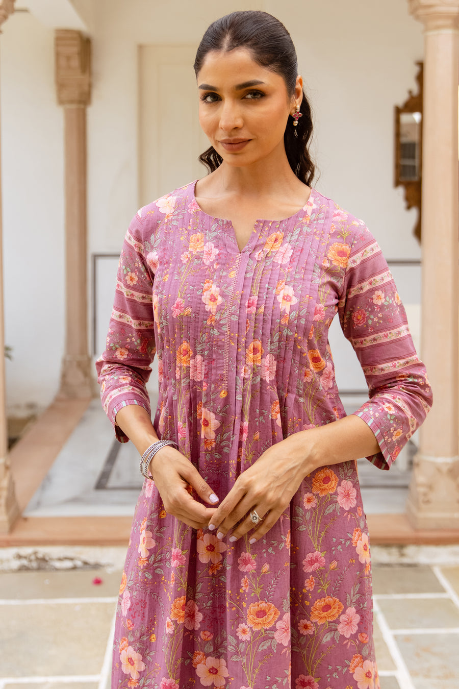Mauve Purple Cotton Kurta (Pant Not Included)
