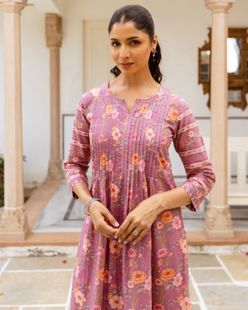 Mauve Purple Cotton Kurta (Pant Not Included)