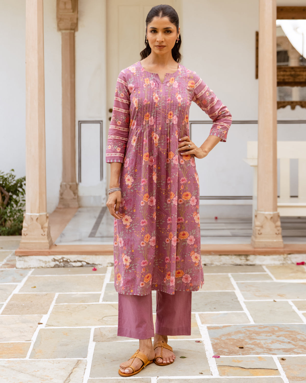 Mauve Purple Cotton Kurta (Pant Not Included)