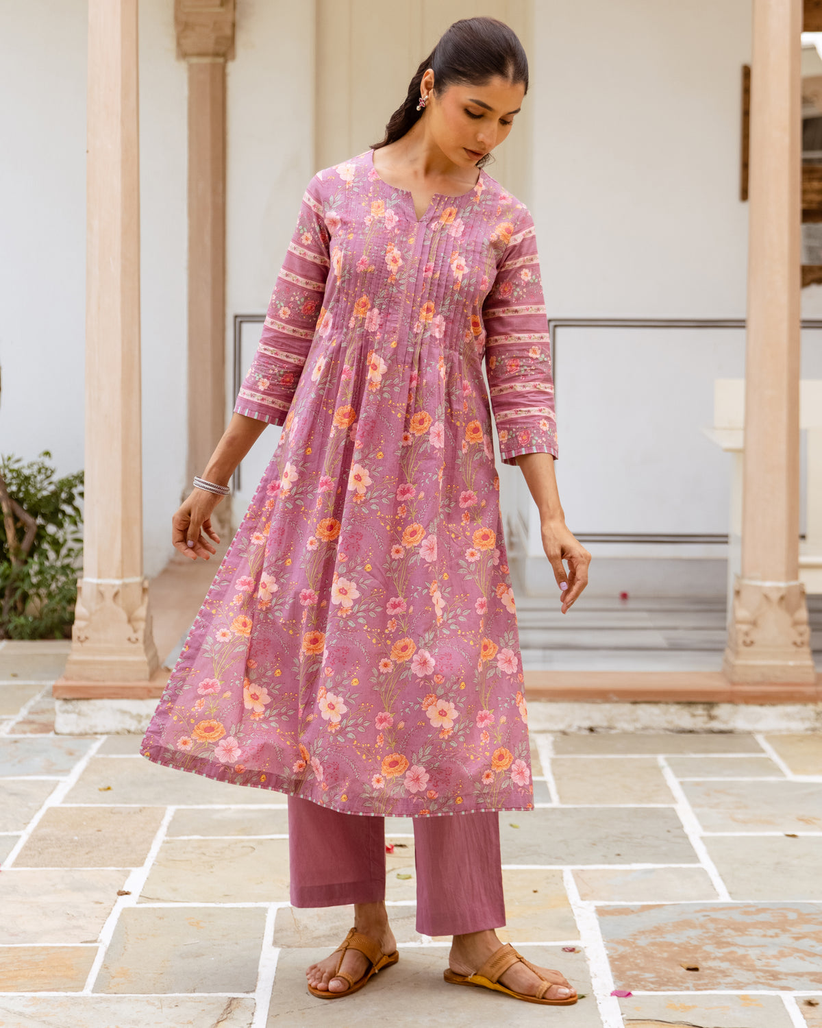 Mauve Purple Cotton Kurta (Pant Not Included)