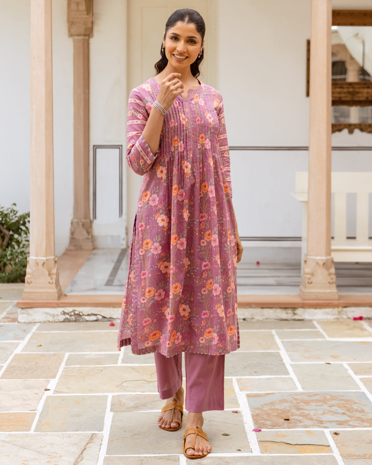 Mauve Purple Cotton Kurta (Pant Not Included)