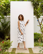 Classic Black & White Cotton Polka Dress
