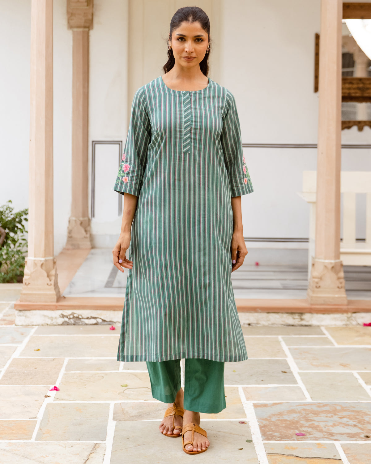 Sage Green Kurta(Pant Not Included)
