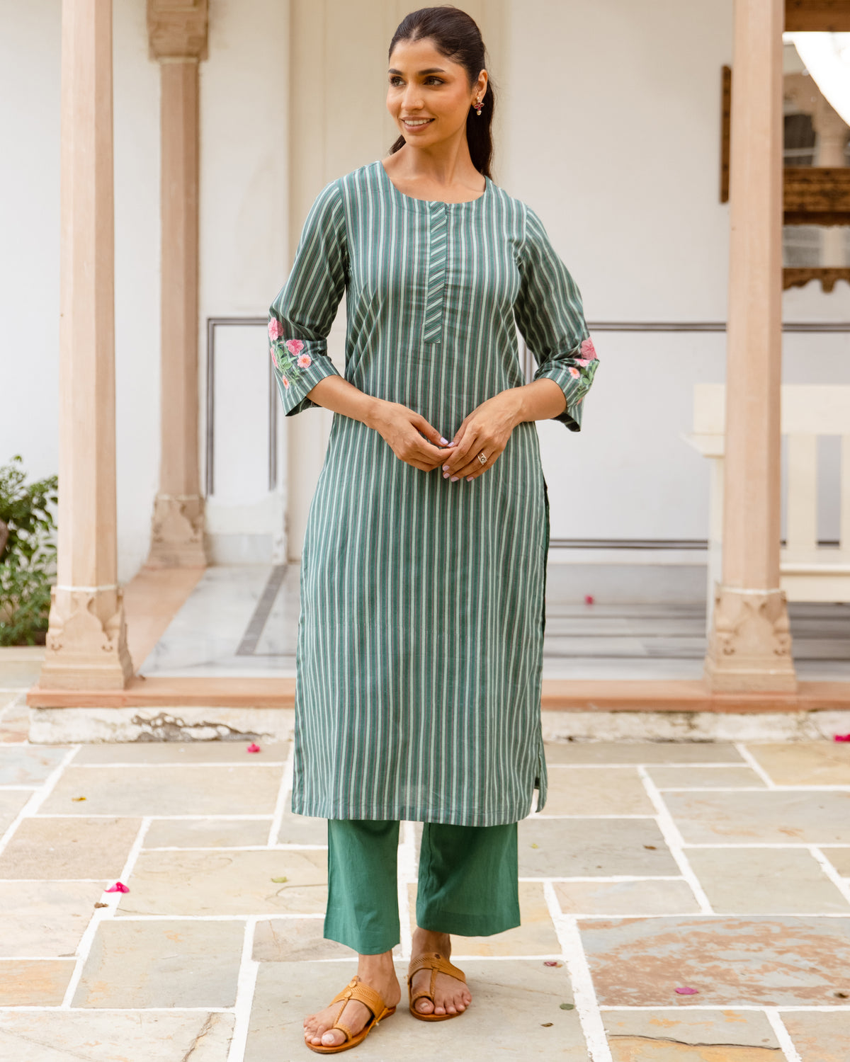 Sage Green Kurta(Pant Not Included)