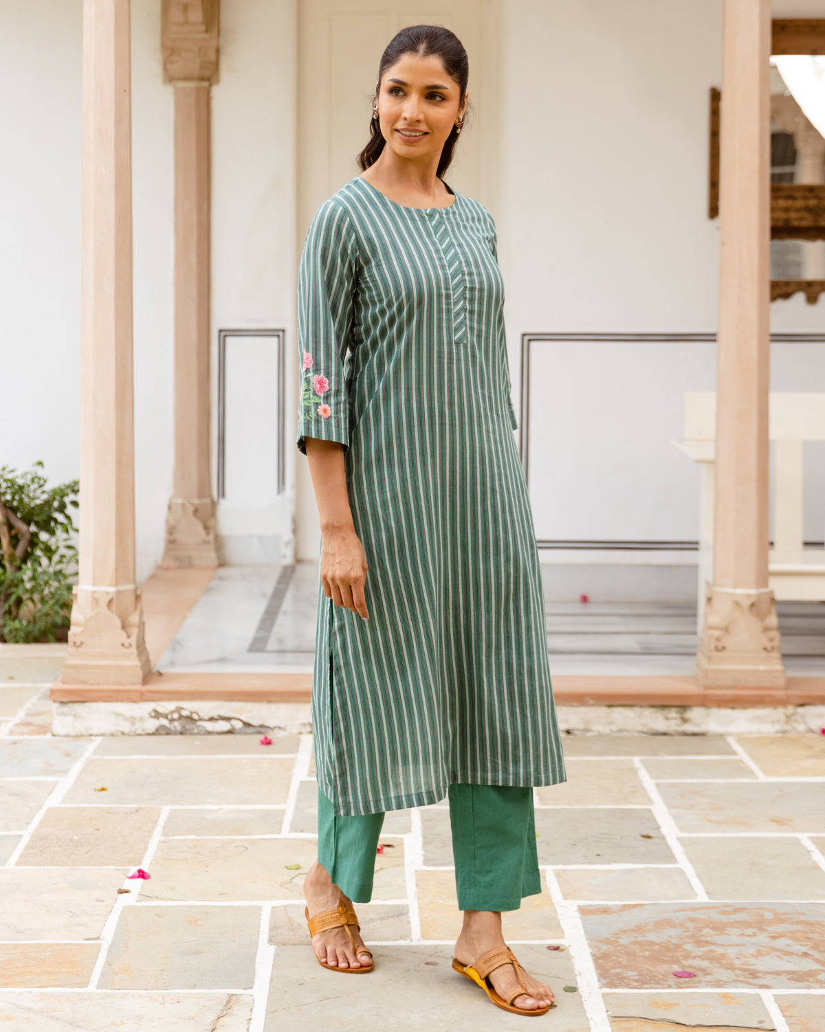 Sage Green Kurta(Pant Not Included)