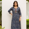 Indigo Cotton Printed Kurta For Women's