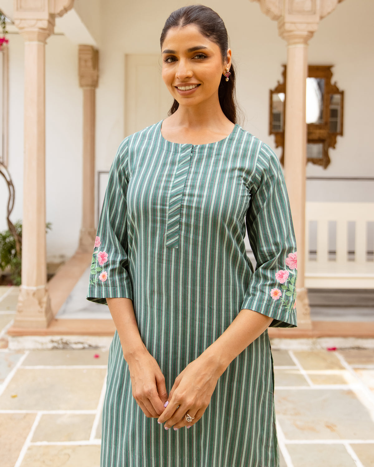 Sage Green Kurta(Pant Not Included)