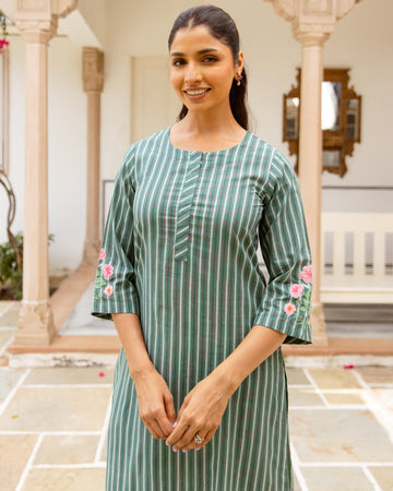Sage Green Kurta(Pant Not Included)