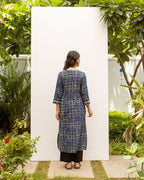 Indigo Cotton Printed Kurta For Women's