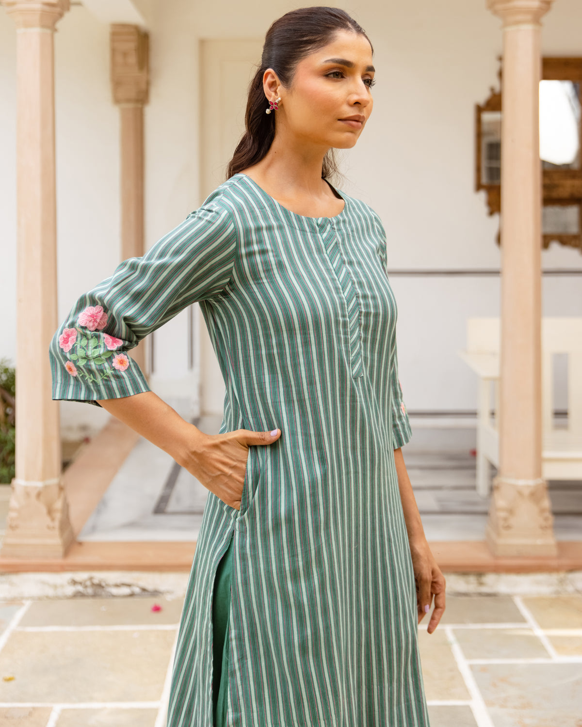 Sage Green Kurta(Pant Not Included)