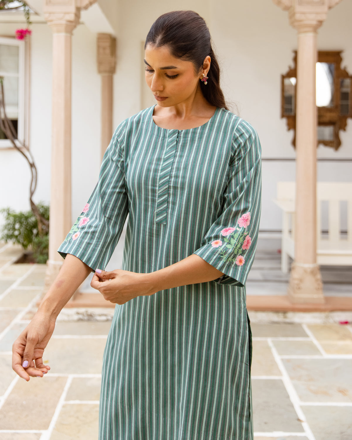 Sage Green Kurta(Pant Not Included)