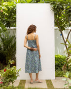 Blue Bloom Cotton Spaghetti Dress