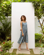 Blue Bloom Cotton Spaghetti Dress