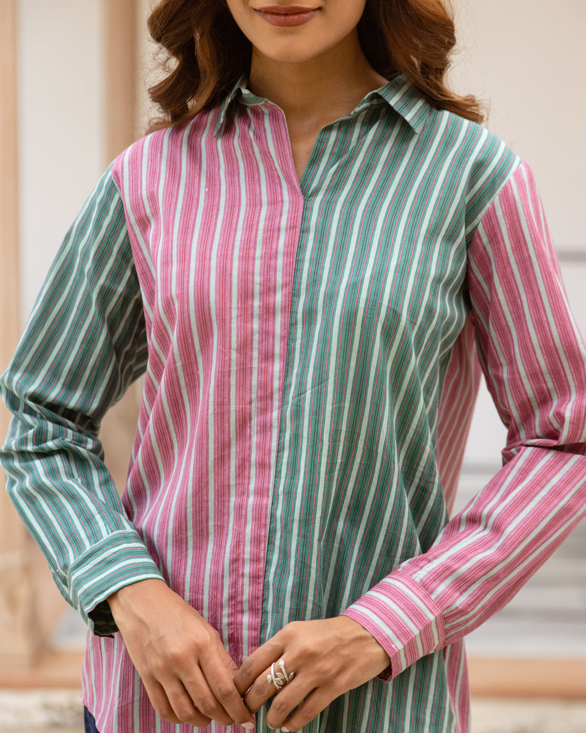 Green & Pink Short Top