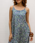 Blue Bloom Cotton Spaghetti Dress