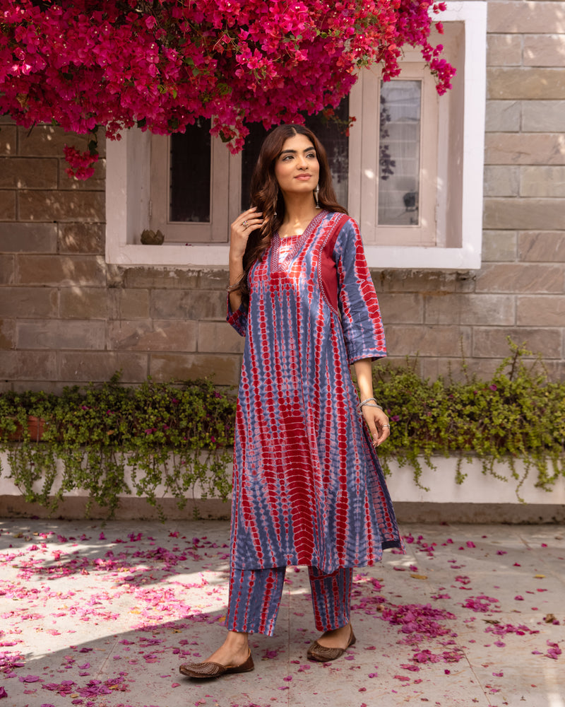 Red & Blue Kurta Pant