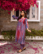 Red & Blue Kurta Pant(Dupatta Not Included)