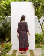 Navy Blue Cotton Printed Kurta For Women's