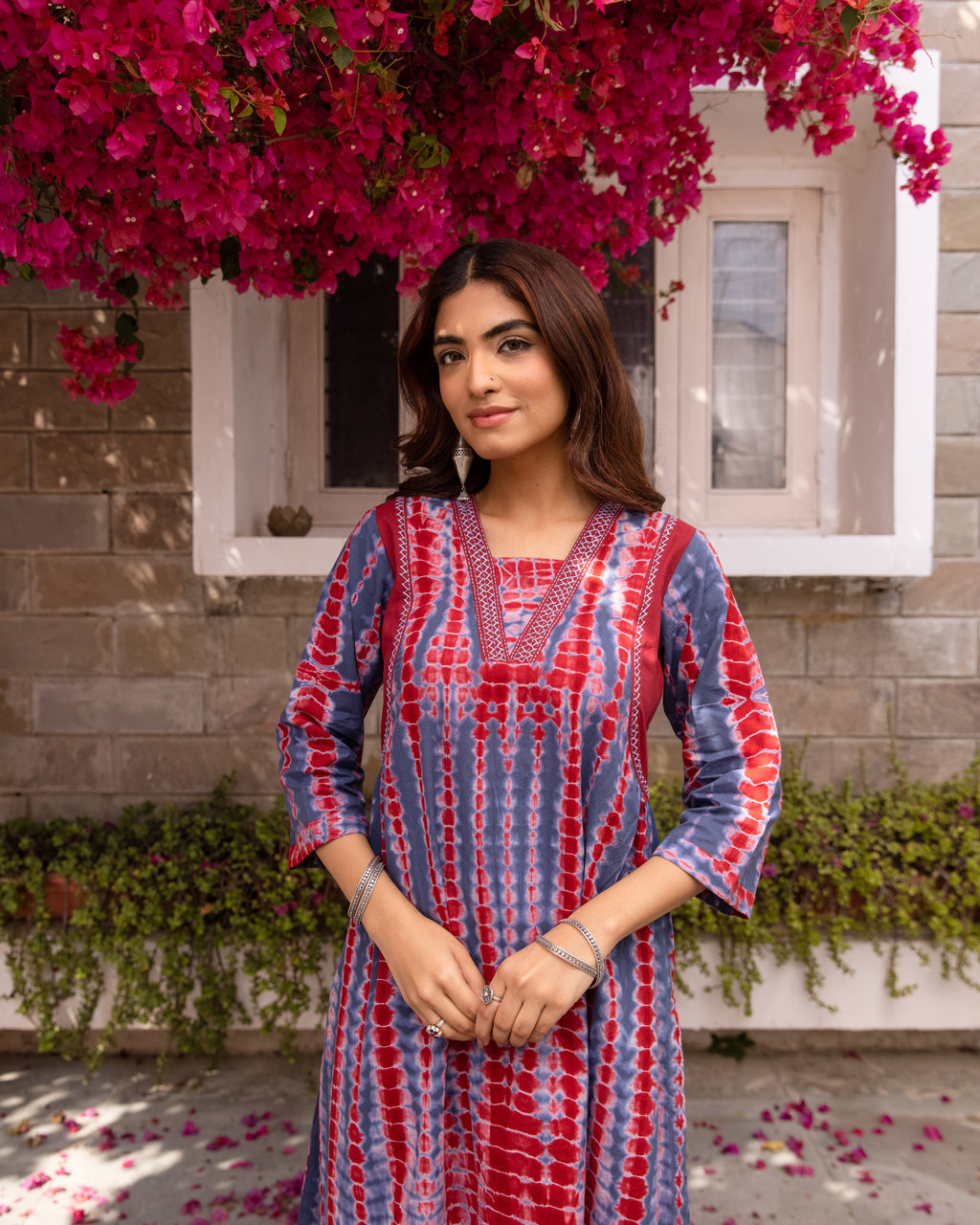 Red & Blue Kurta Pant(Dupatta Not Included)