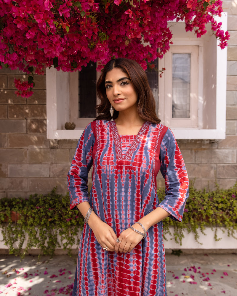 Red & Blue Kurta Pant