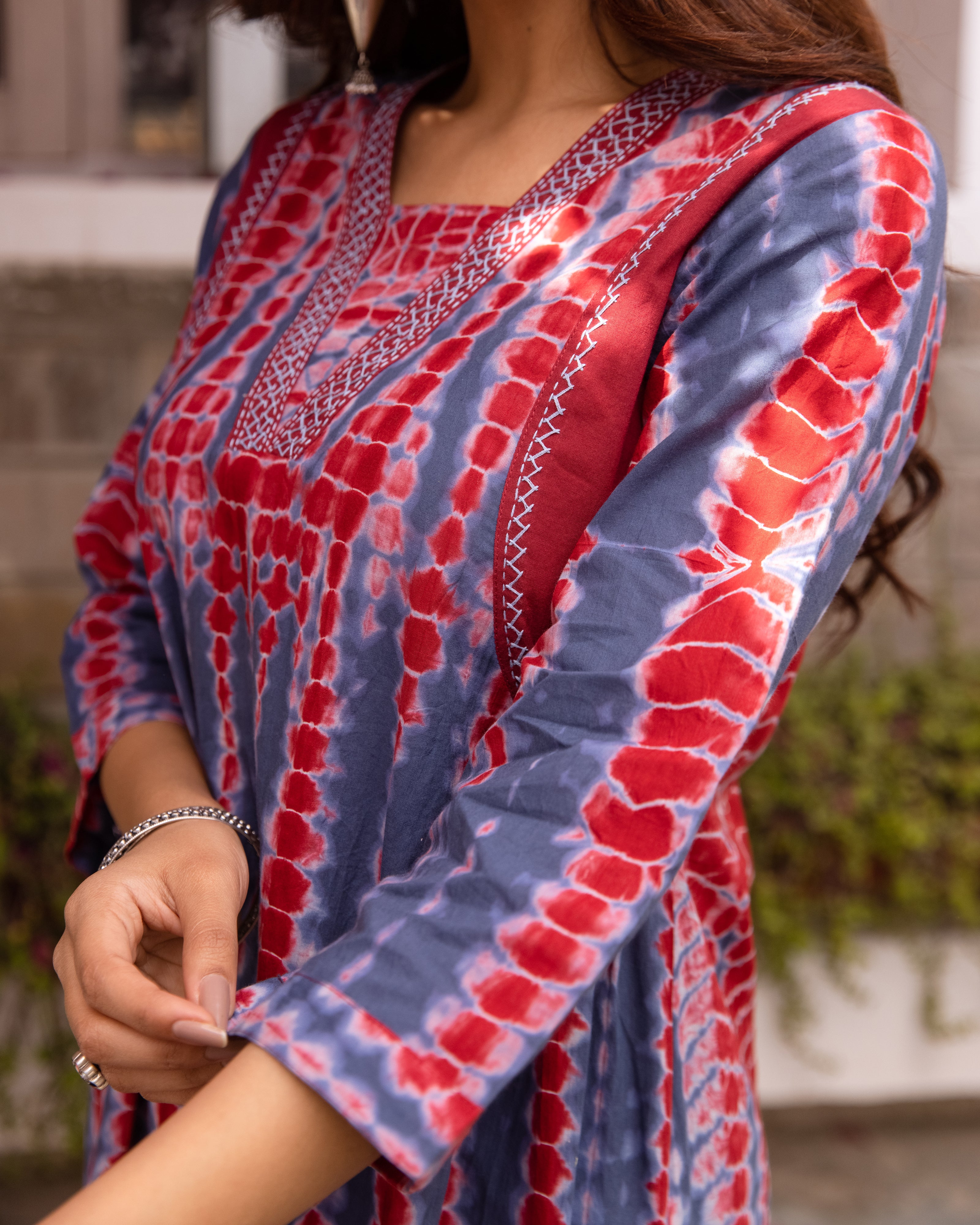 Red & Blue Kurta Pant(Dupatta Not Included)