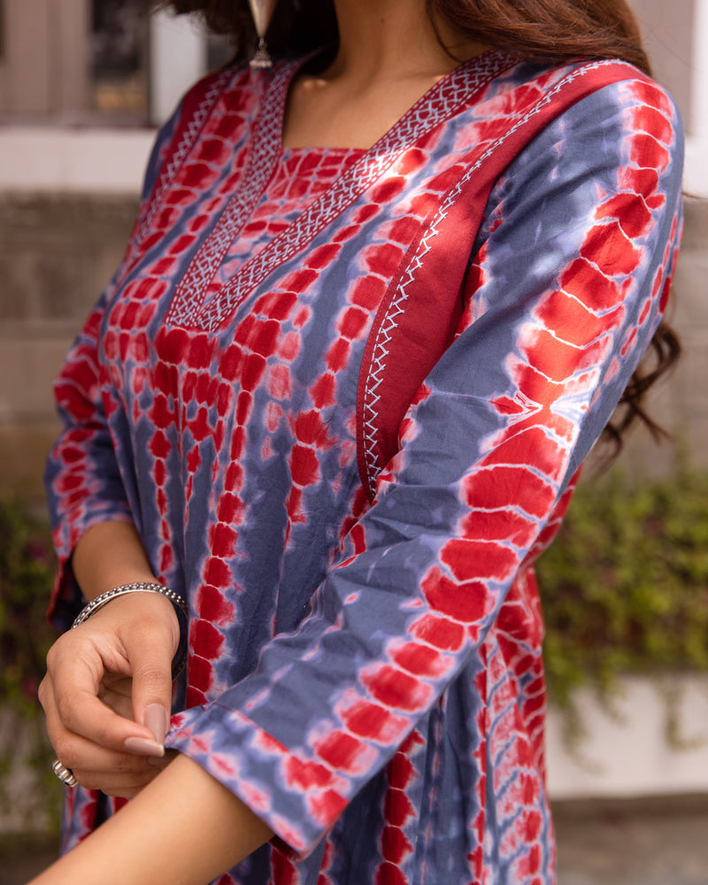 Red & Blue Kurta Pant
