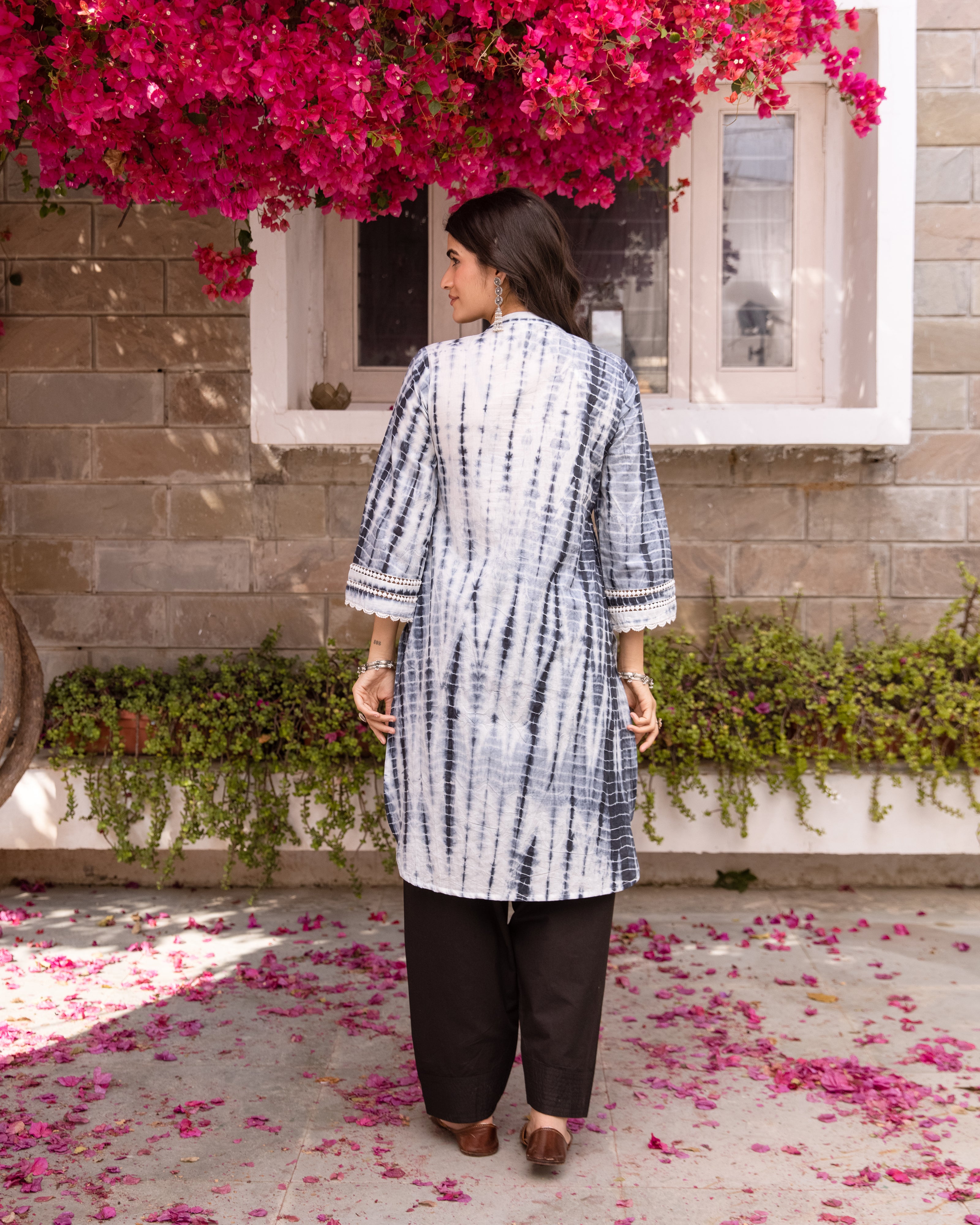 Black & Off White Kurta Salwar Set