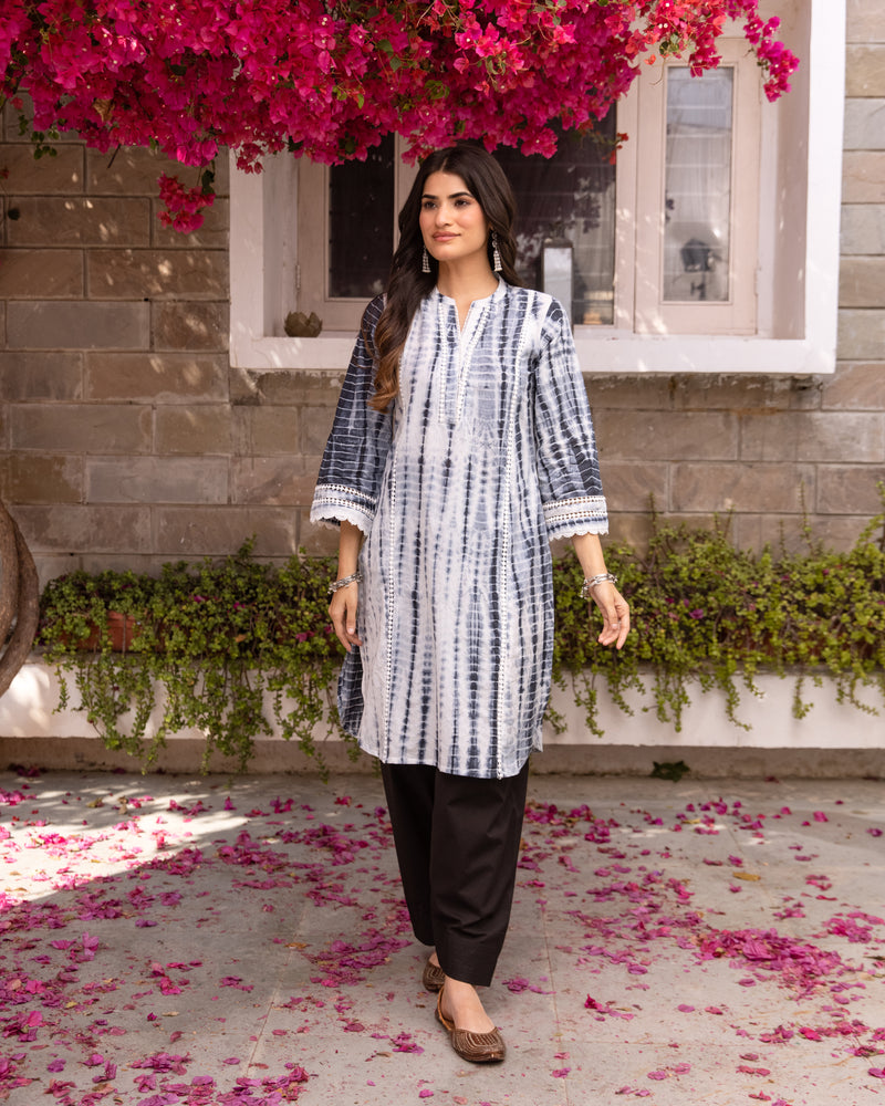 Black & Off White Kurta Salwar Set