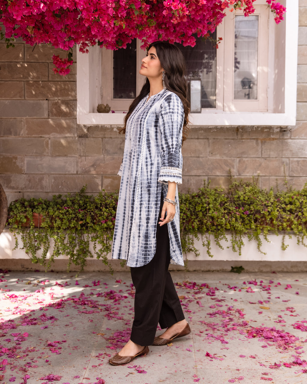 Black & Off White Kurta Salwar Set