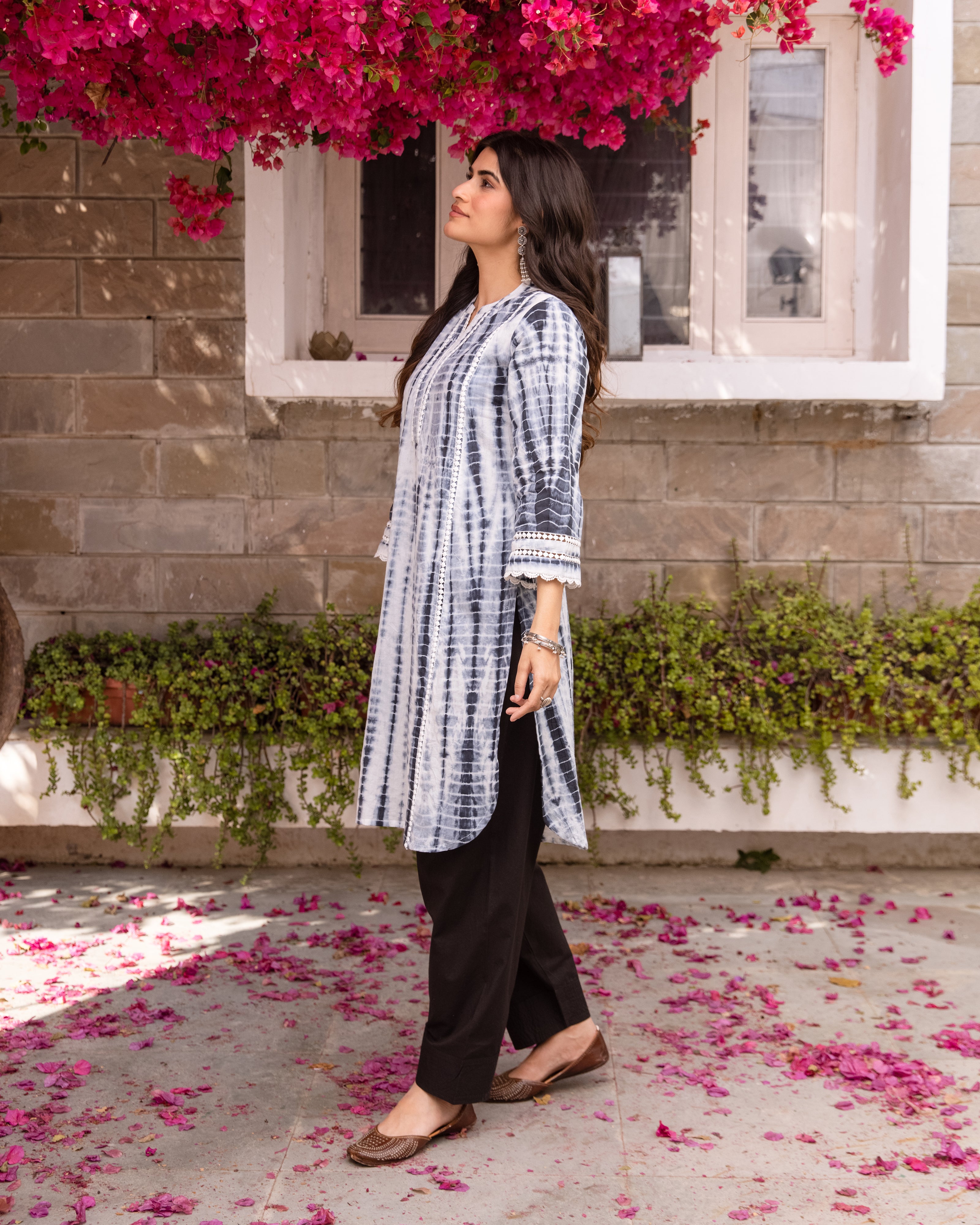 Black & Off White Kurta Salwar Set