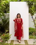 Red Cotton Pant For Women's