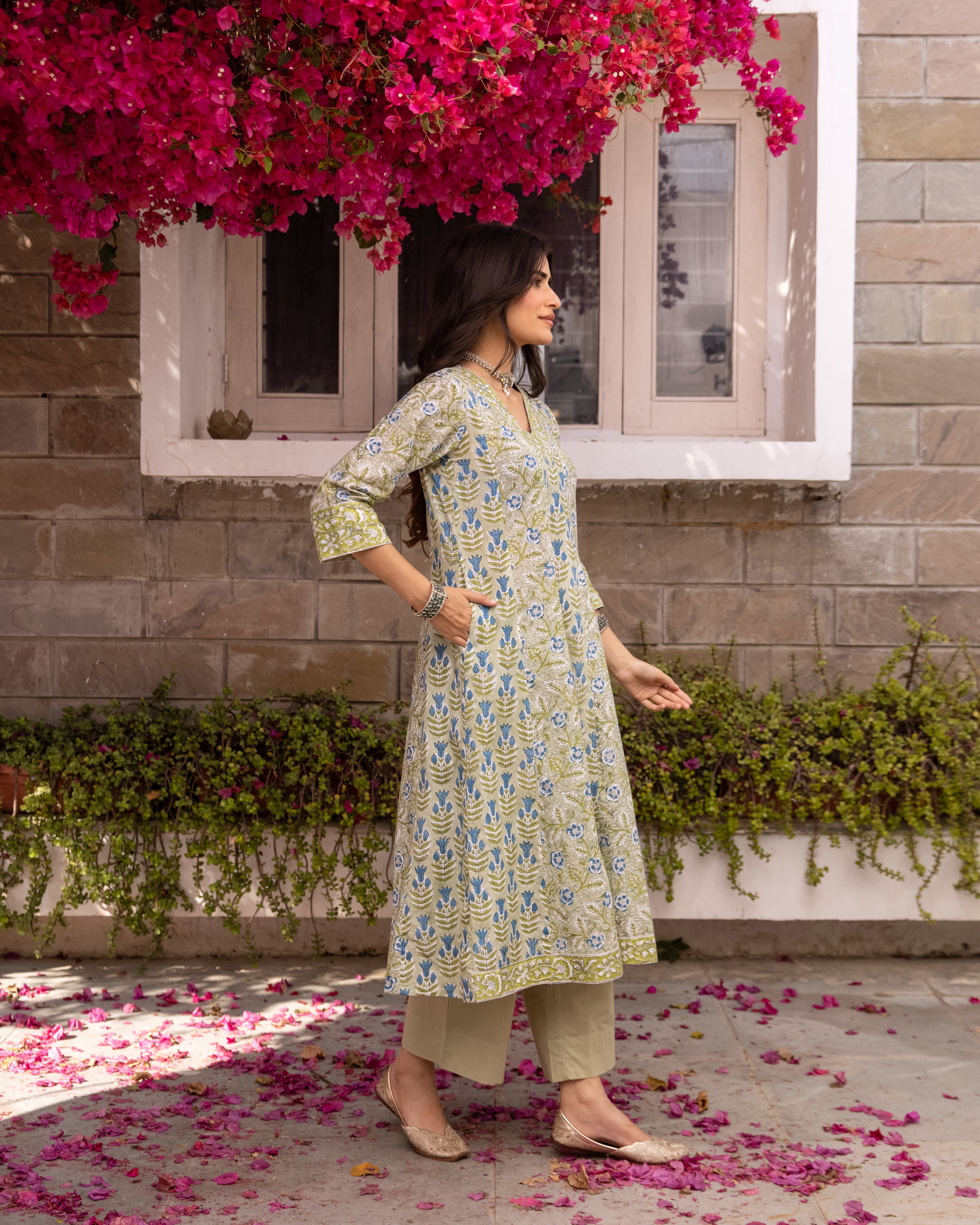 Sage Green Kurta (Pant Not Included )