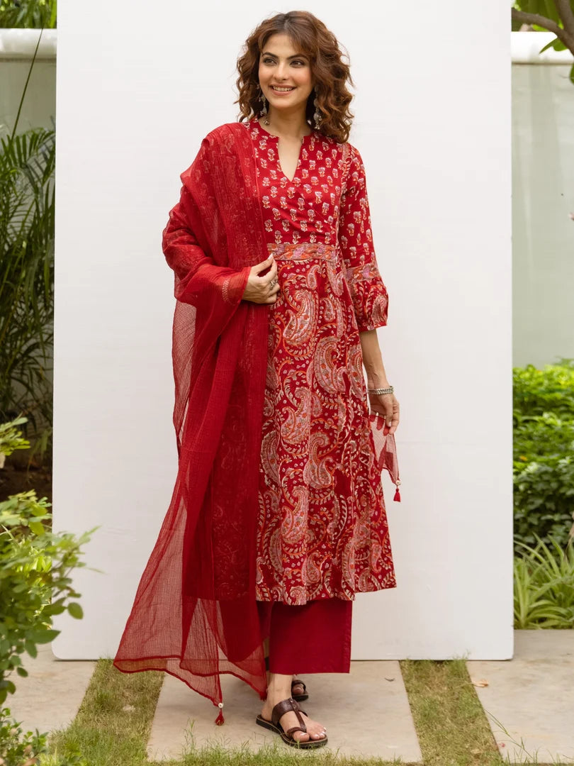 Maroon Kota Doriya Dupatta