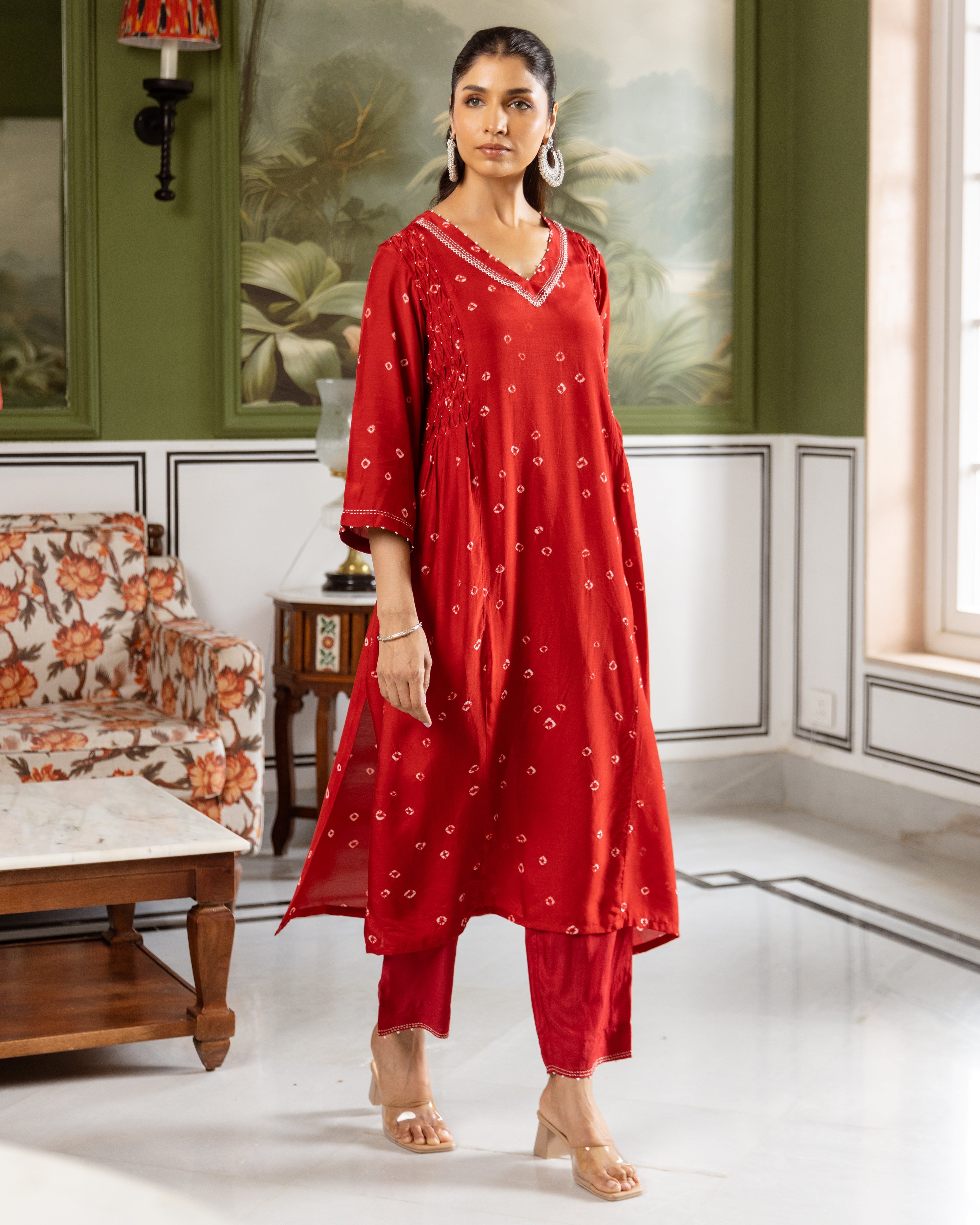Vermilion Modal Muslin Kurta Pant