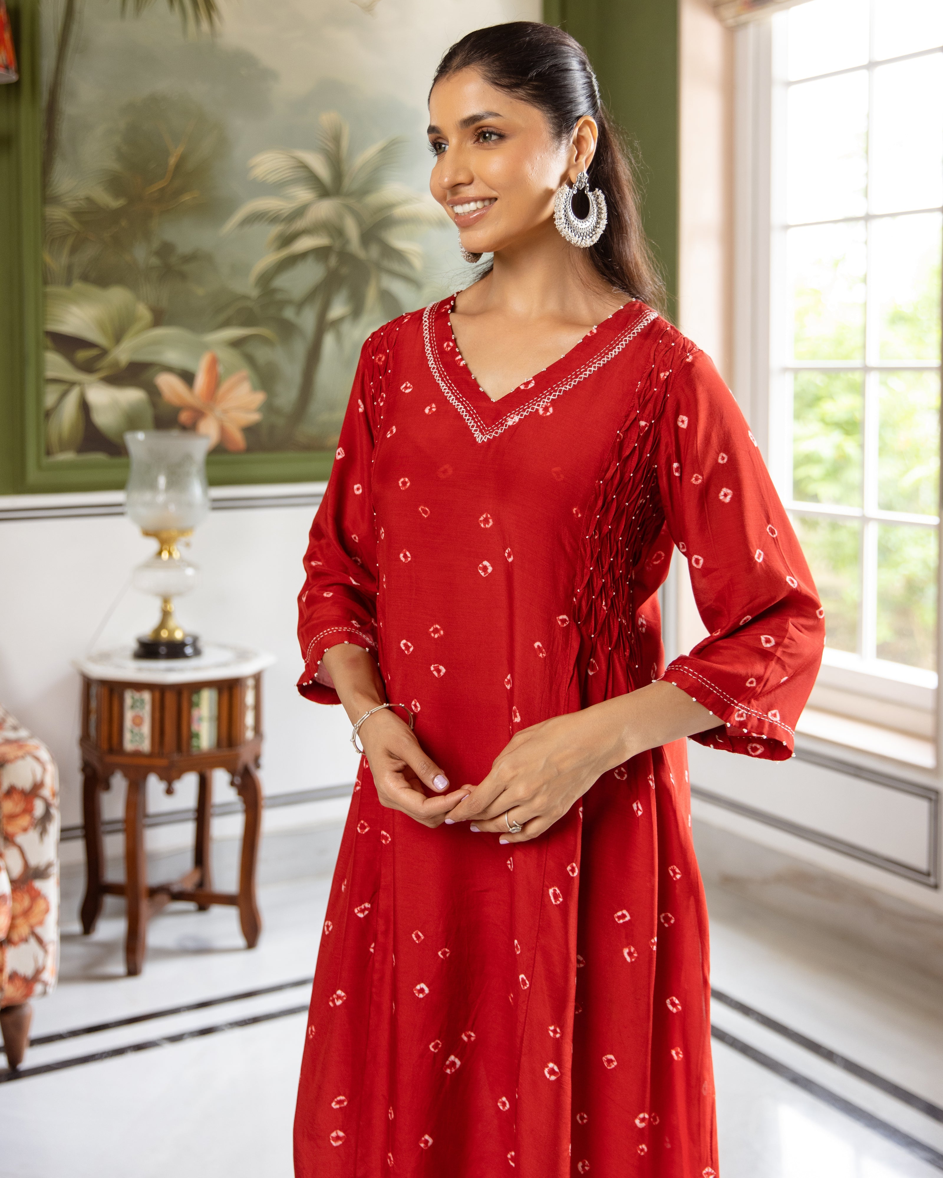 Vermilion Modal Muslin Kurta Pant